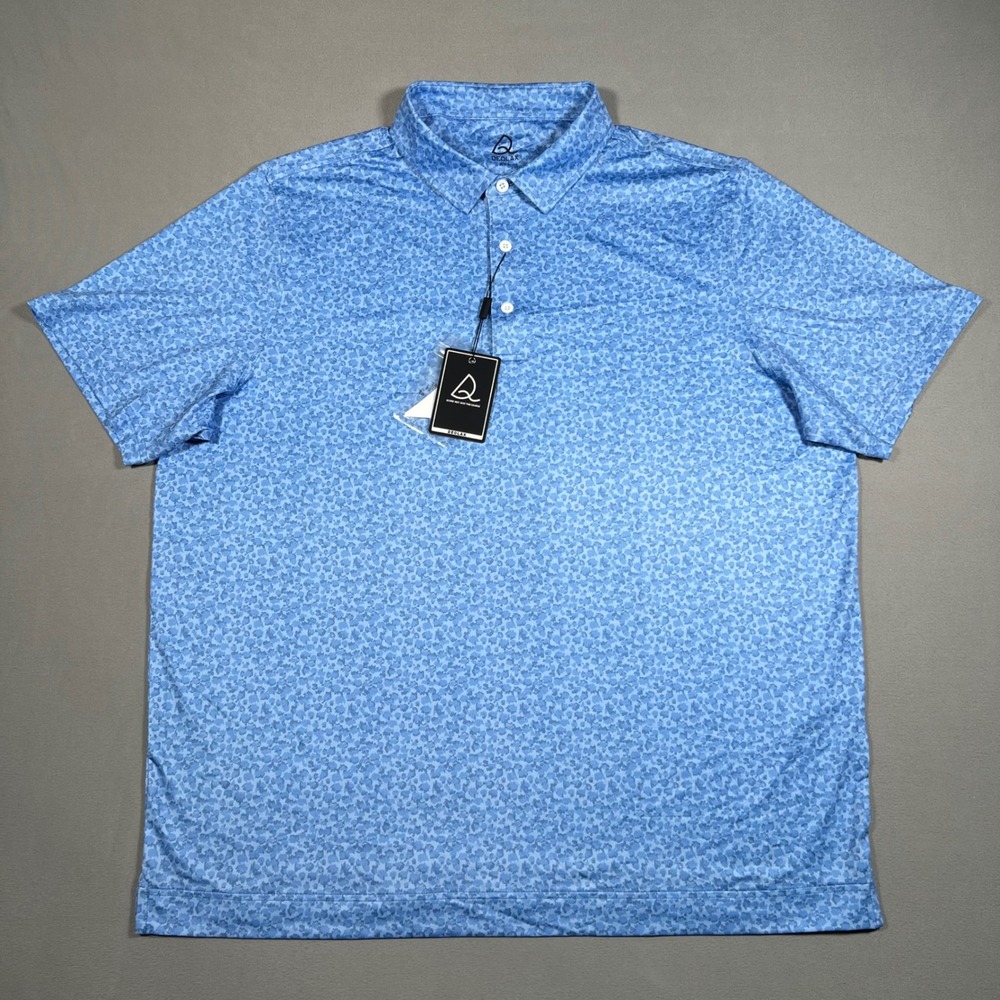 Deolax Performance Golf Polo Shirt 2XL Blue Animal Print Camo Short Sleeve New